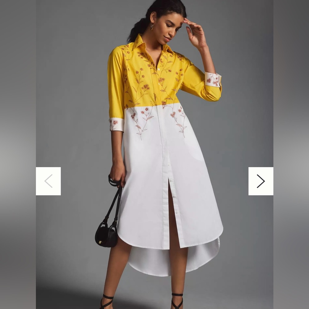 Samant Chauhan Embroidered Colorblock Shirt Dress Anthopologie